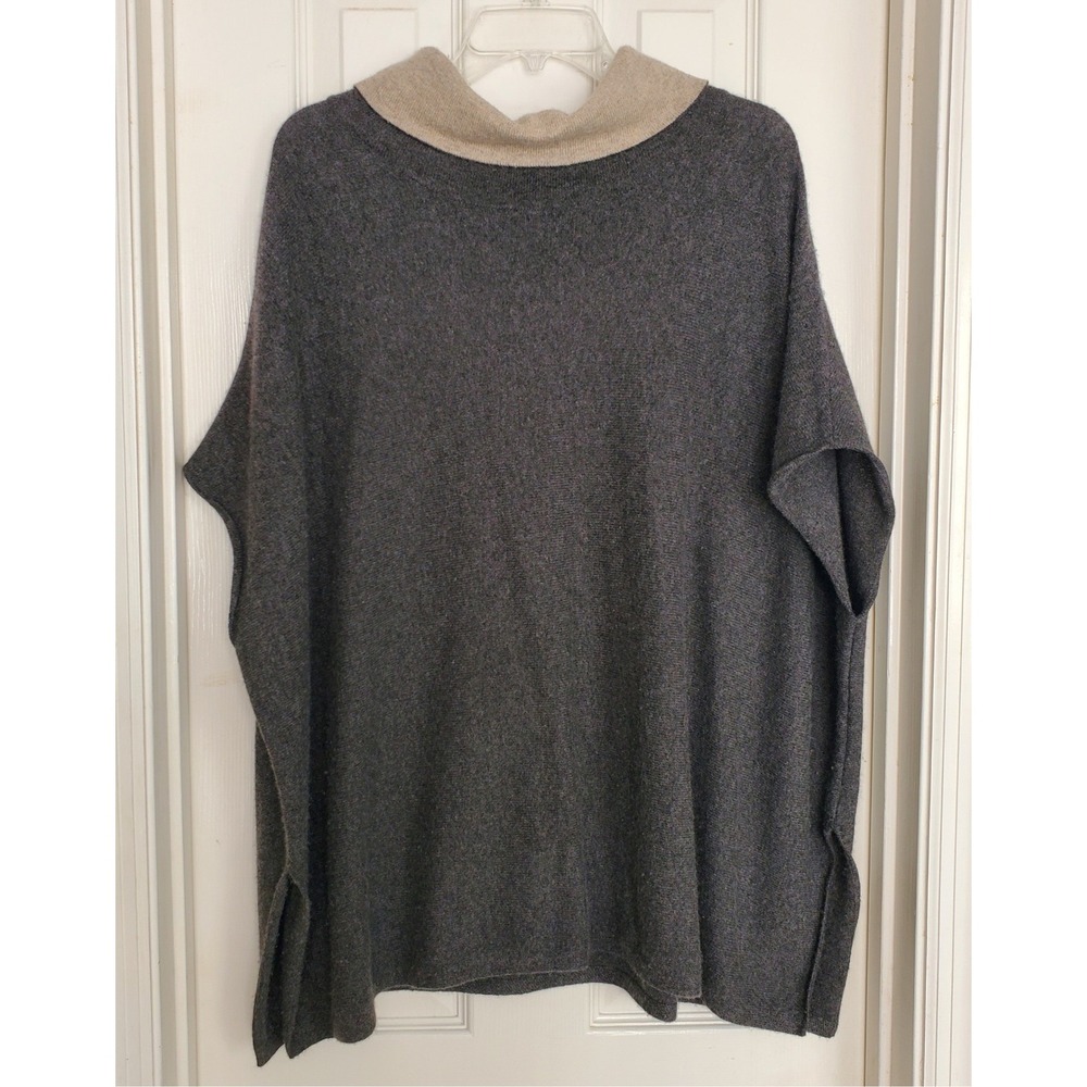 Cashmere Cashmere Charcoal Gray Turtle Neck Poncho‎ One Size 100% Cashmere